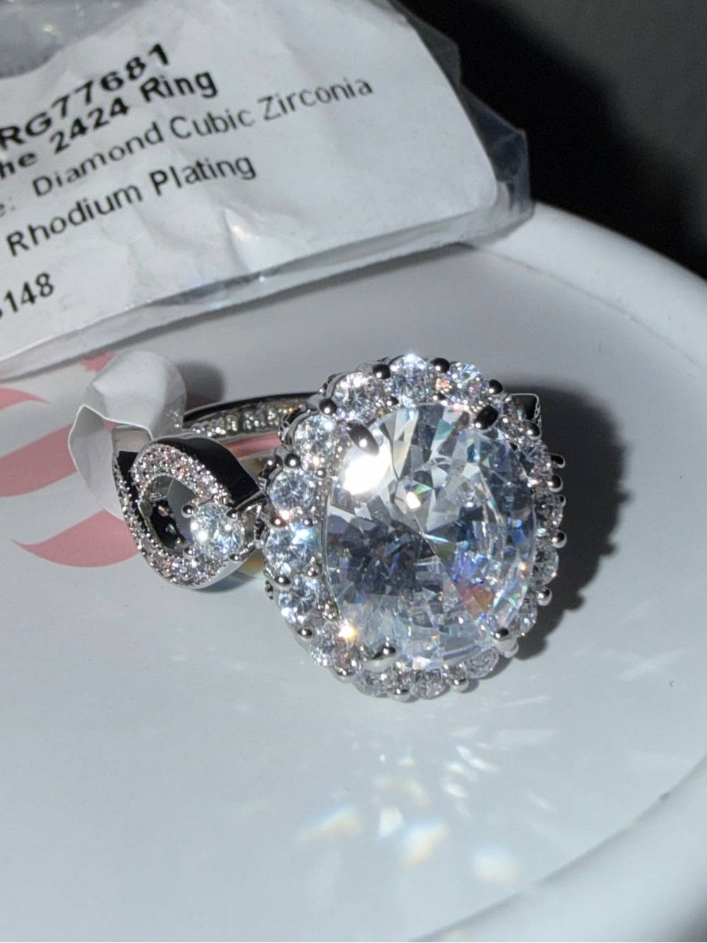 Bomb Party The 2424 Ring RG77681 Diamond Cubic Zirconia Rhodium Plating size 8